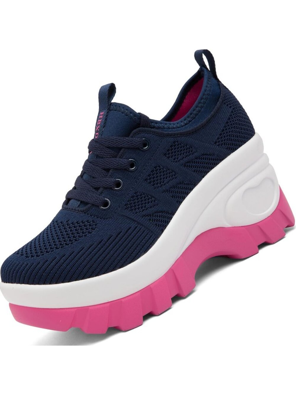 Women's Blue Rose Chunky Platform Wedge Orthopedic Fashion Walking Sneakers